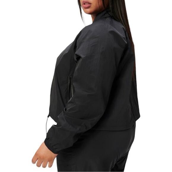 NWT Good American Black Shine Track Jacket Size 7 4XL Retail $89 - Picture 2 of 9